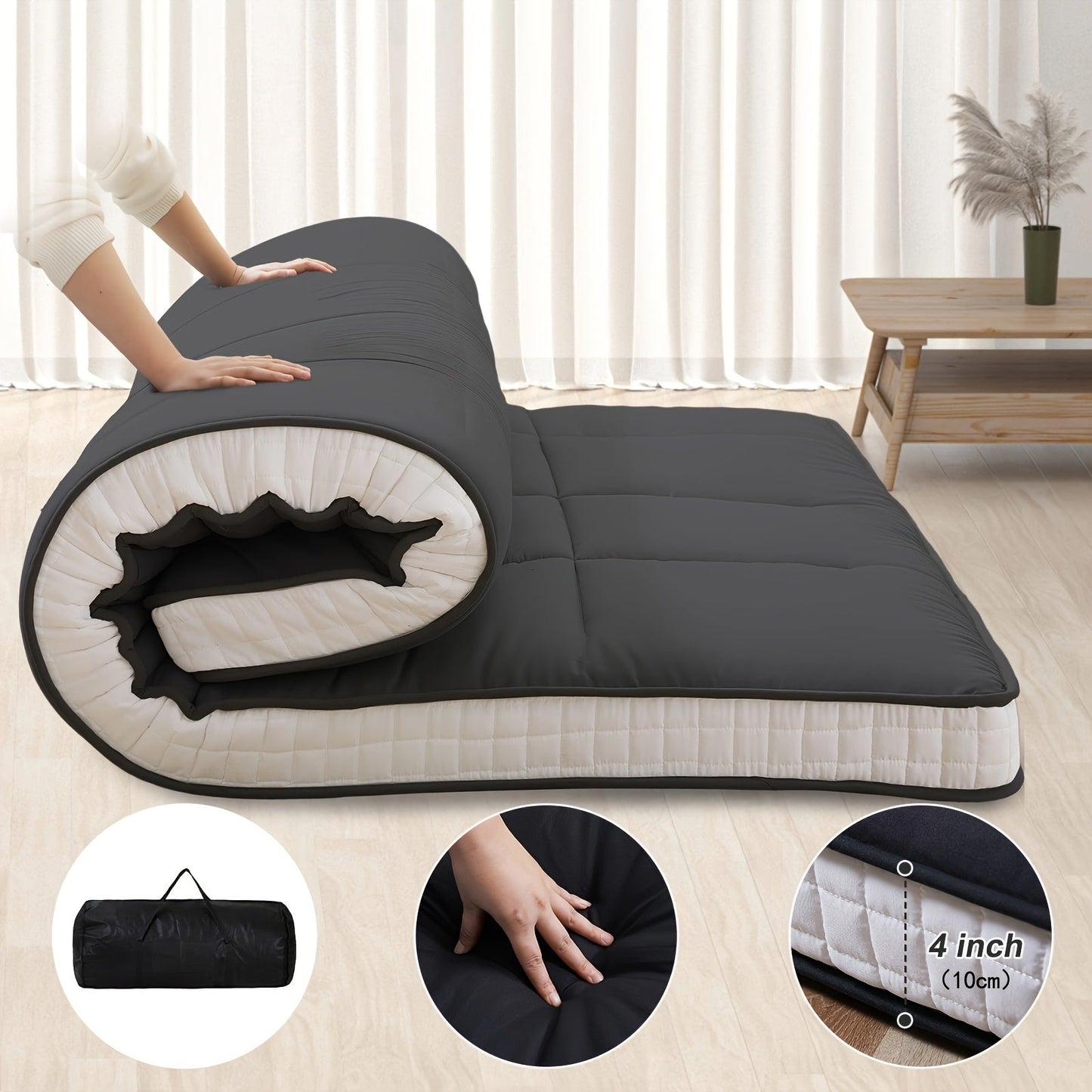 Floor Mattress shown in the Black, Twin: 80"L×39"W option
