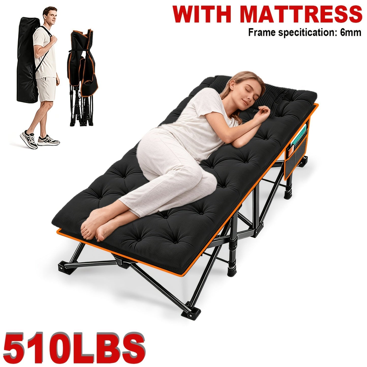 Camping Bed shown in the 510 lbs - Black ● option