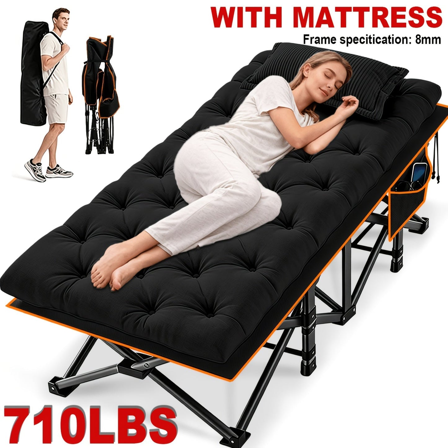 Camping Bed shown in the 710 lbs - Black ● option