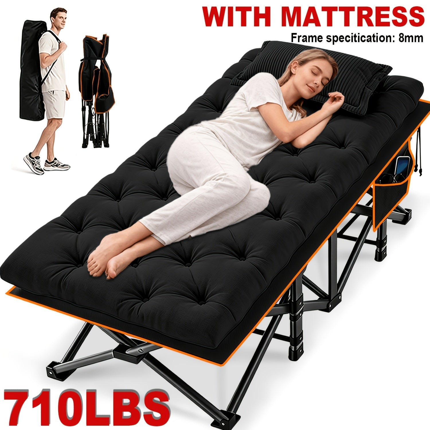 Camping Bed shown in the 710 lbs - Black ● option