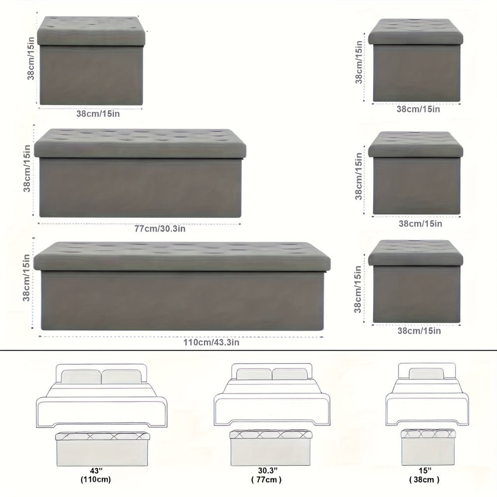 Foldable Heavy-Duty Ottoman with Hidden Storage for Living Room detail image - detail view 5
