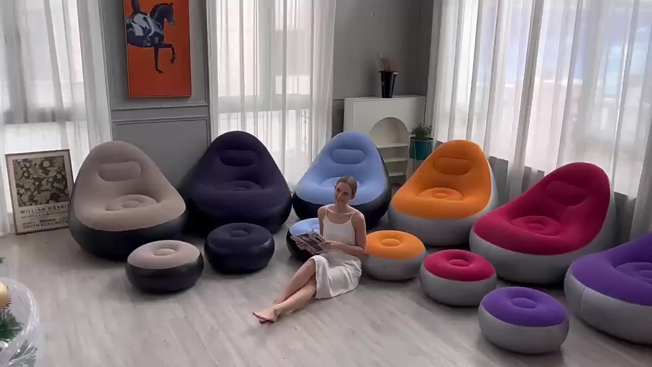 Foldable Inflatable Lounge Chair with Footrest and Carry Bag for Patio detail image - detail view 6