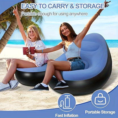 Inflatable Lounge Chair, Sofa Portable Foldable Recliner with Footrest Flocked Comfortable shown in the main product view