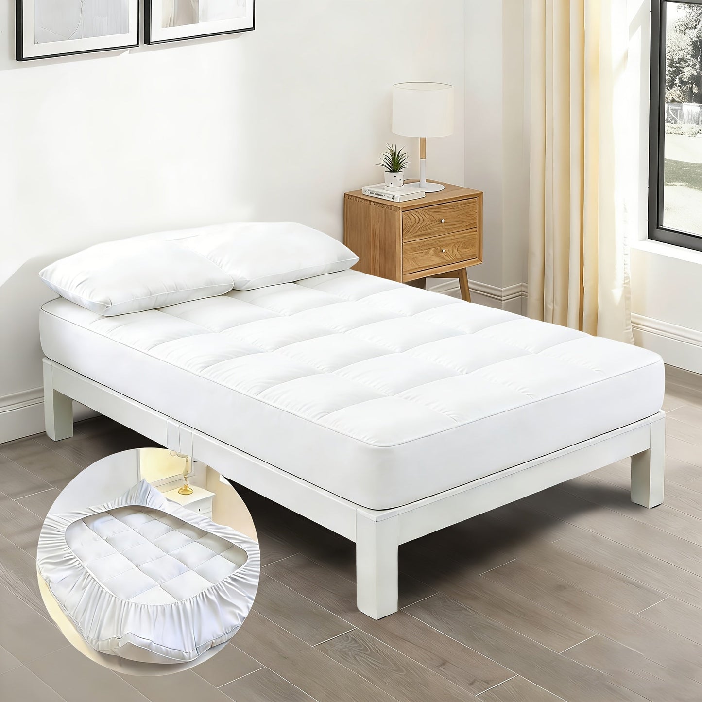 Mattress Toppers, Folding Bed Topper Roll-Up - Soft Portable Mattress Pad for Bed Frame shown in the main product view