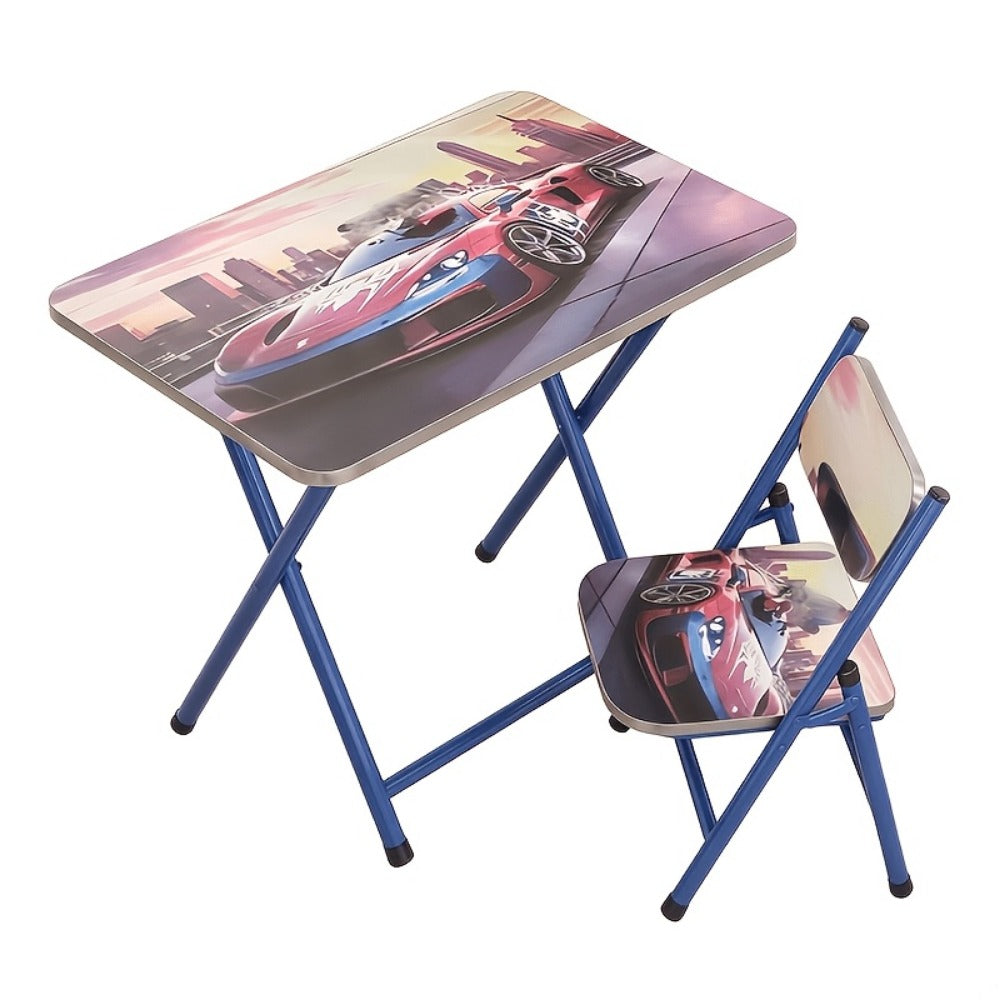 Foldable Metal Kids Table And Chair Set with Two Chairs Included for Kids' Room detail image - detail view 7