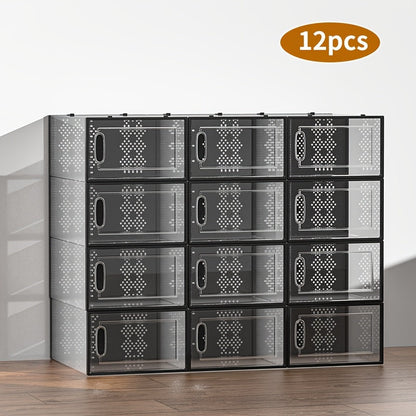 Shoe Storage Organizer shown in the Black, 12Packs option