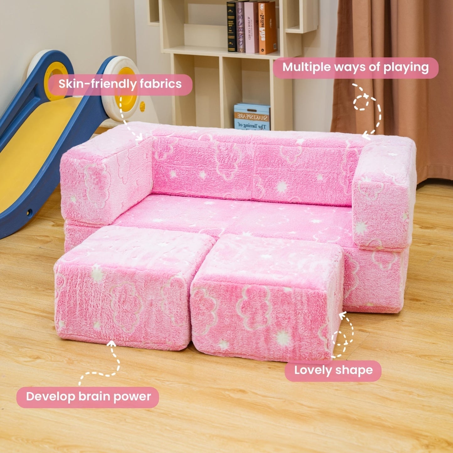 Sofa Bed shown in the Pink Clouds option