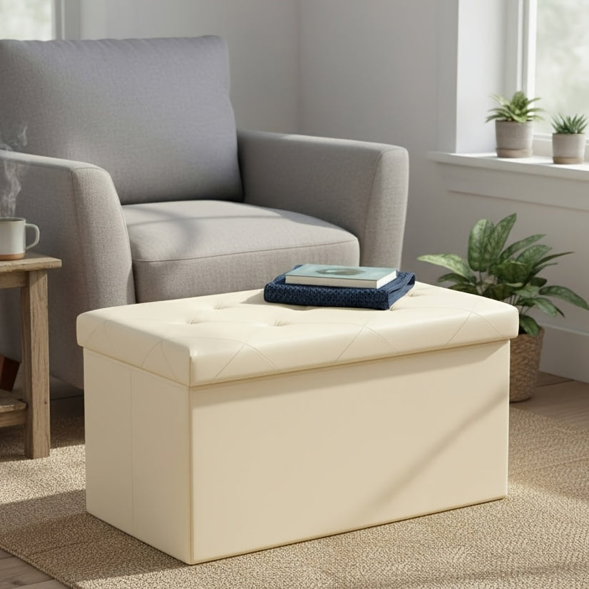 Ottoman shown in the Beige, 15.2"D x 30"W x 15.2"H option