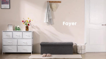 Foldable Upholstered Ottoman, Small Upholstered Footstool for Living Room detail image - detail view 18