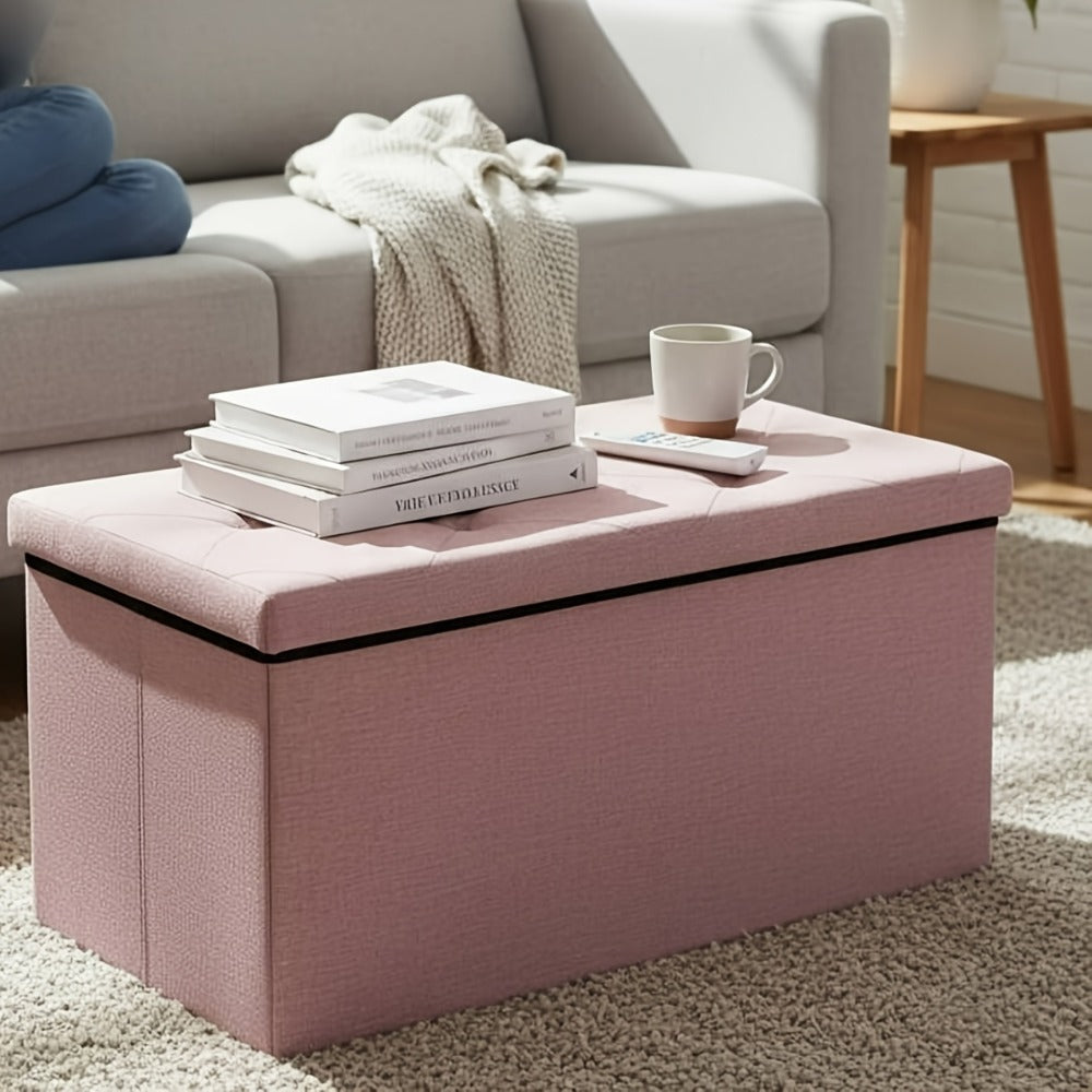 Foldable Upholstered Ottoman, Small Upholstered Footstool for Living Room detail image - detail view 22