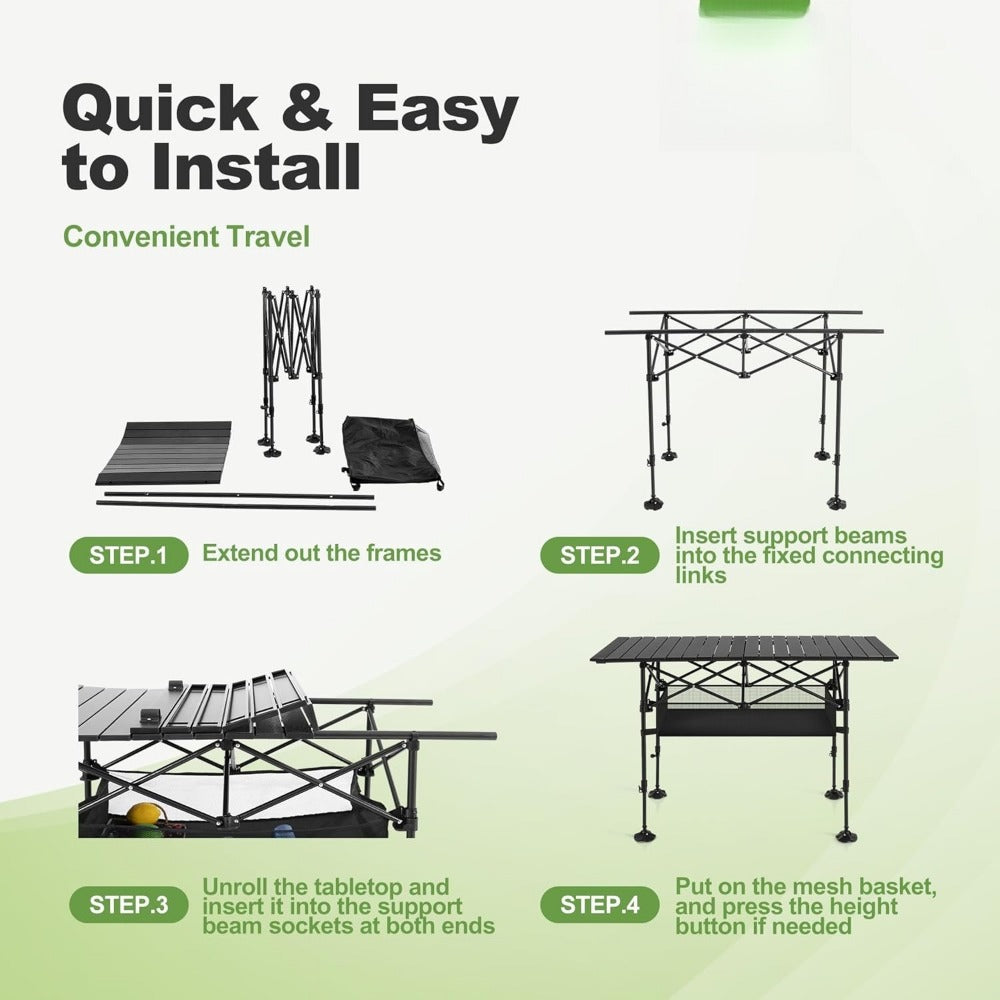 Folding Camping Table with Adjustable Height and Carry Bag for Patio detail image - detail view 7
