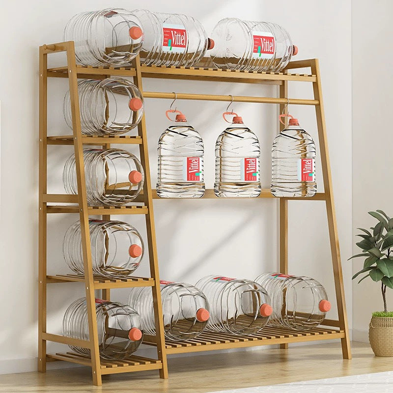 Freestanding Bamboo Clothes Rack with Storage Bag and Adjustable Shelves detail image - detail view 47
