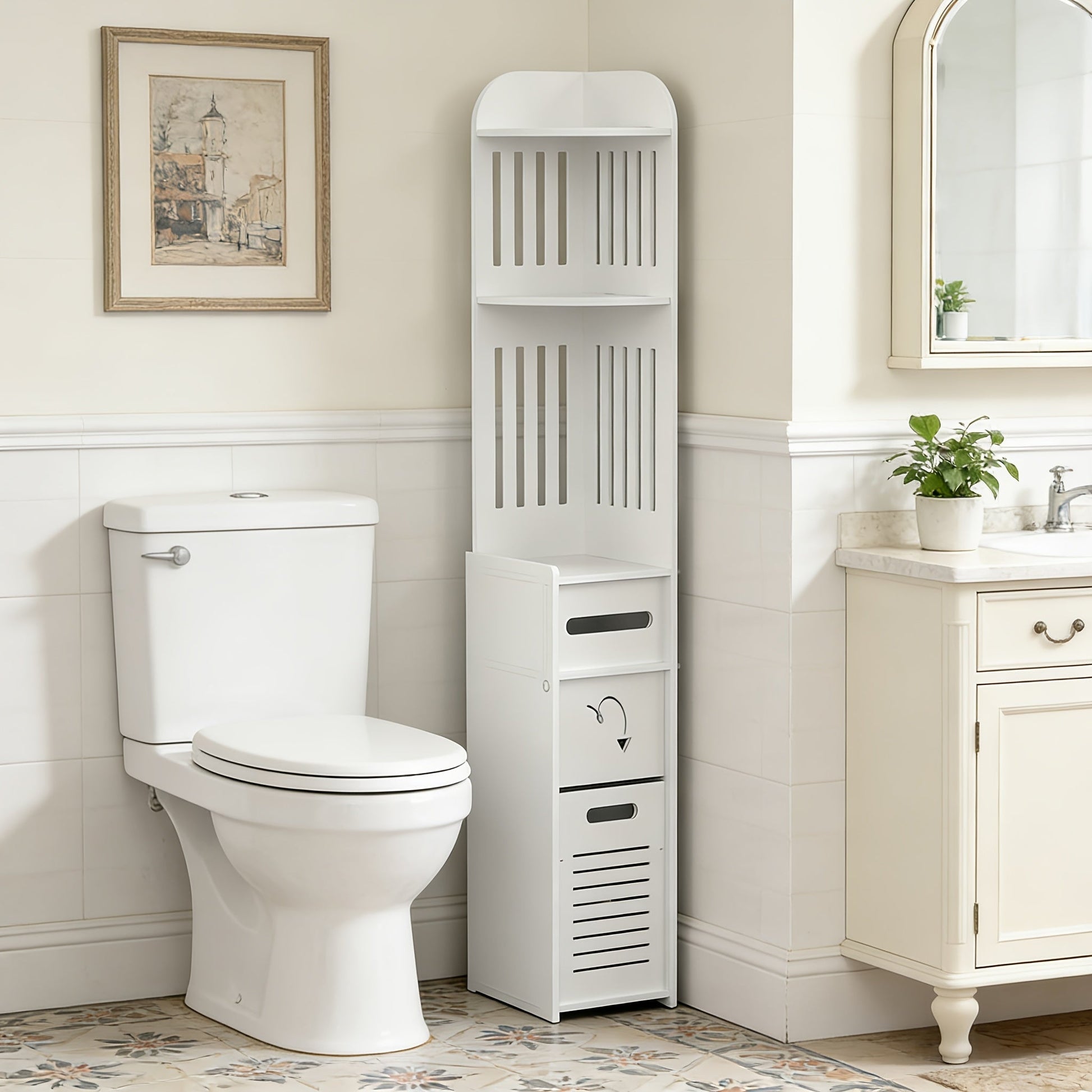 Bathroom Cabinet shown in the 【white】 option