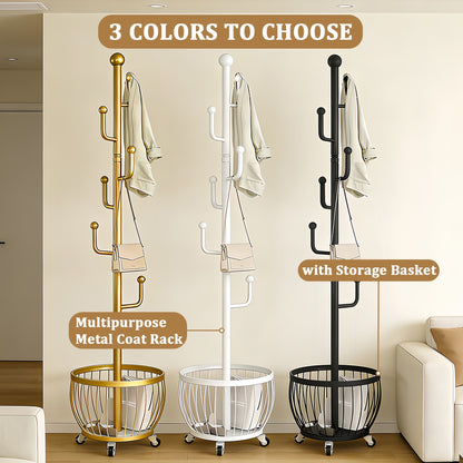Freestanding Coat Rack with Locking Wheels for Organized Everyday Storage in Entryway detail image - detail view 6