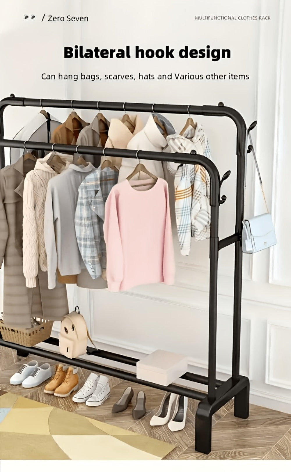 Freestanding Heavy-Duty Garment Rack with Large-Capacity Storage for Bedroom detail image - detail view 14