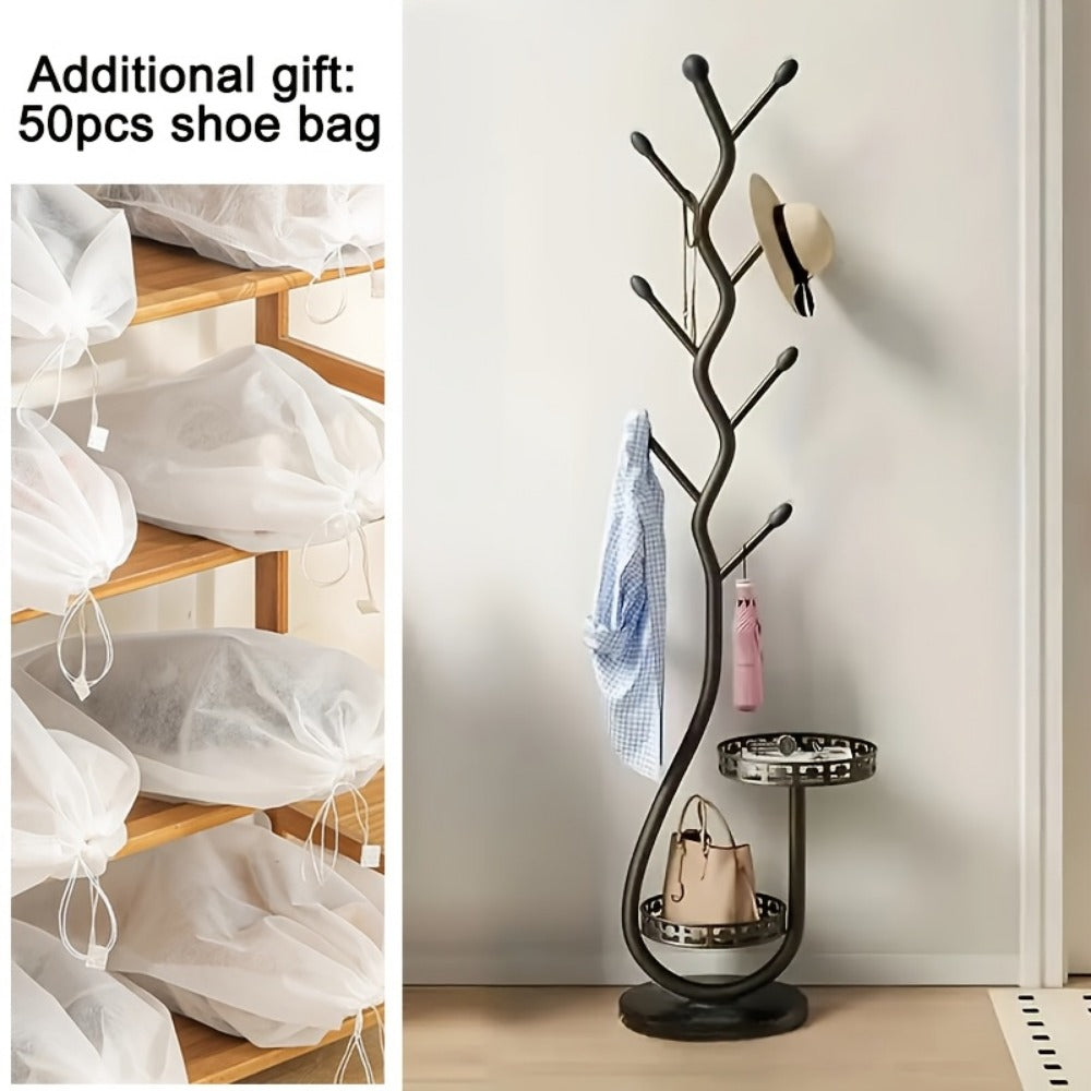 Freestanding Metal Clothes Rack with Rolling Wheels for Entryway detail image - detail view 3