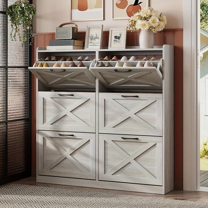 Shoe Cabinet shown in the Beige, 6-Drawers option