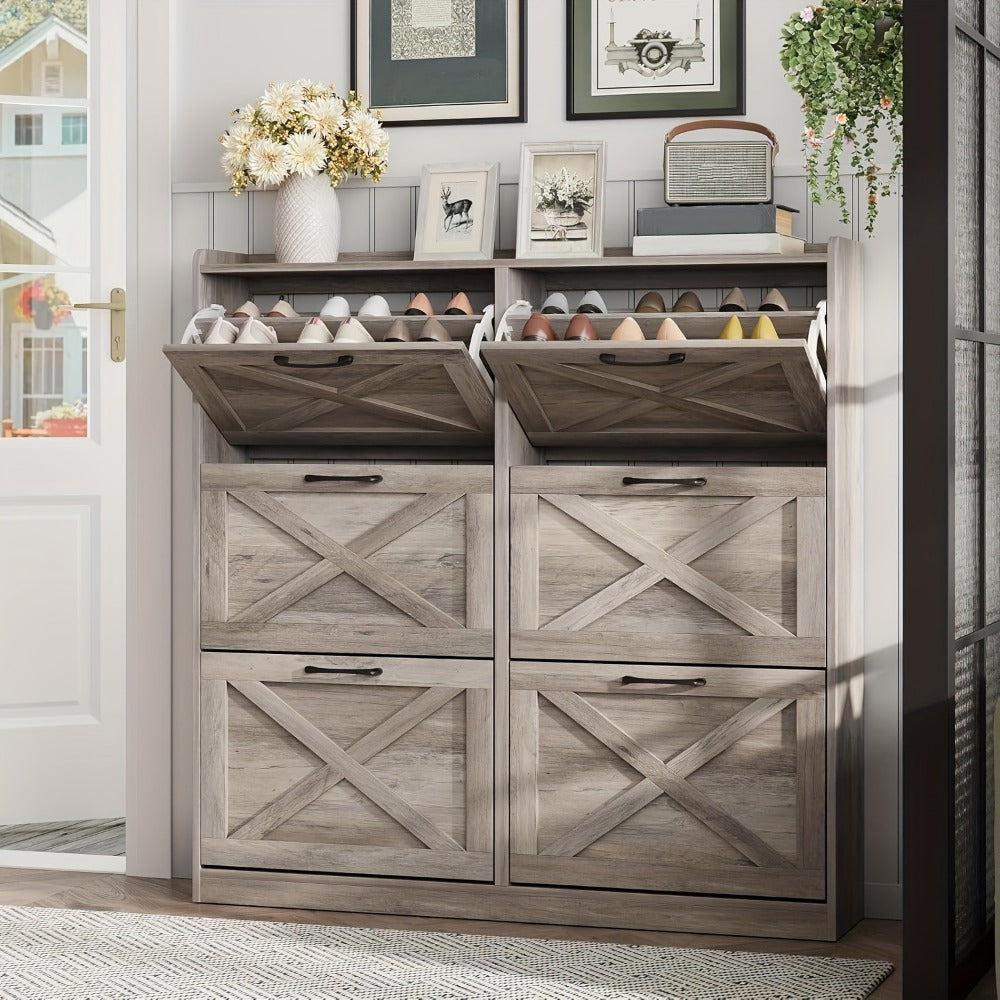 Shoe Cabinet, Shoe Storage Cabinet 6 Flip Drawers Narrow Freestanding Entryway Shoe shown in the main product view