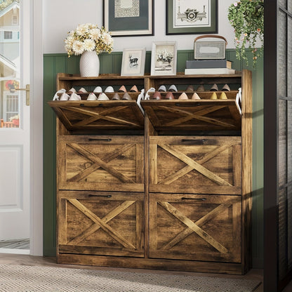 Shoe Cabinet shown in the Rustic Brown, 6-Drawers option