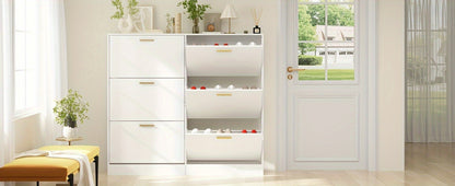 Freestanding Narrow Shoe Cabinet, Entryway Shoe Organizer for Organized Everyday Storage detail image - detail view 10