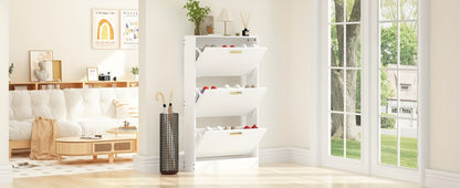 Freestanding Narrow Shoe Cabinet, Entryway Shoe Organizer for Organized Everyday Storage detail image - detail view 9