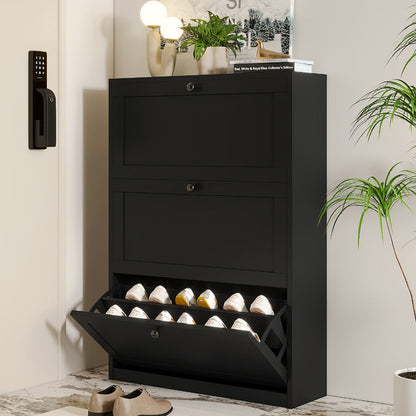 Freestanding Narrow Shoe Cabinet, Space-Saving Shoe Cupboard for Entryway detail image