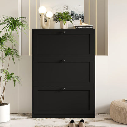 Freestanding Narrow Shoe Cabinet, Space-Saving Shoe Cupboard for Entryway detail image - detail view 9