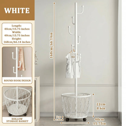 Freestanding Rolling Coat Rack with Locking Wheels, Entryway Hall Tree detail image - detail view 8