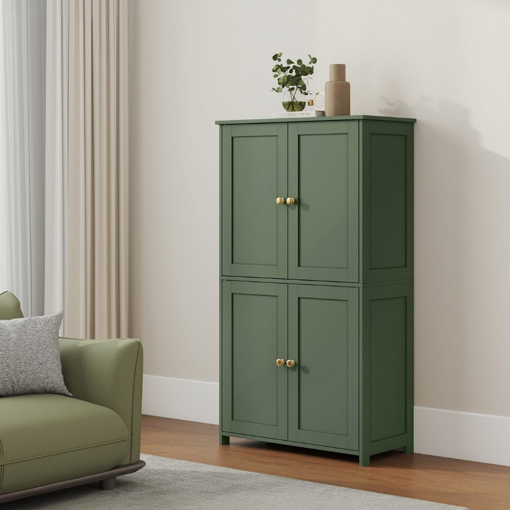 Storage Cabinet, Tall Freestanding 4 Doors 2 Adjustable Shelves - Multi-Room Organizer shown in the main product view