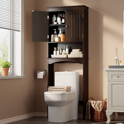 Freestanding Tall Over-the-Toilet Storage Organizer, Bathroom Space Saver for Entryway detail image