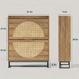 2-Drawers Rustic Oak Rattan