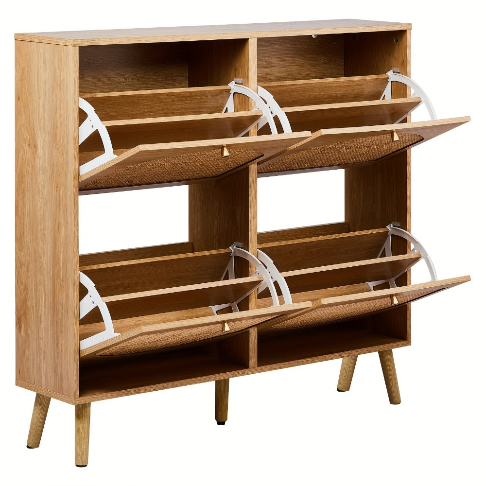 Freestanding Wicker Shoe Storage Cabinet for Entryway and Living Room detail image - detail view 14