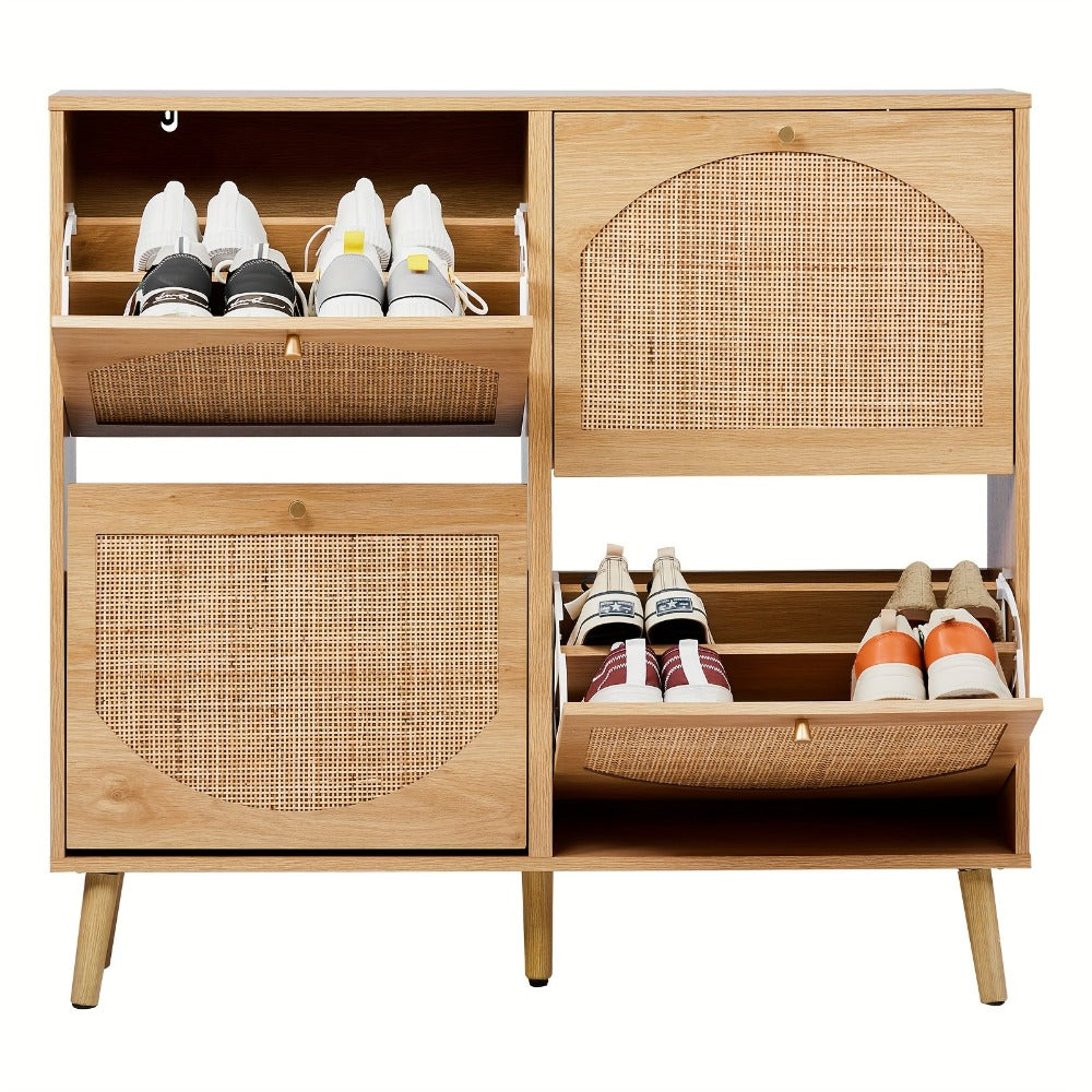 Freestanding Wicker Shoe Storage Cabinet for Entryway and Living Room detail image - detail view 15