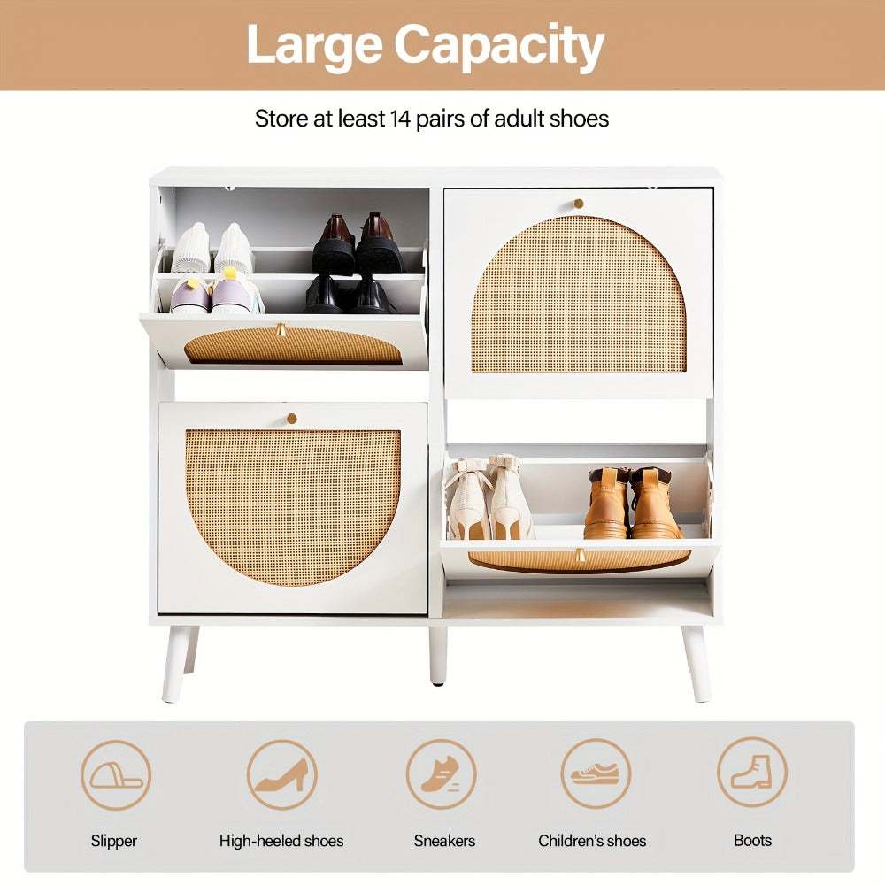 Freestanding Wicker Shoe Storage Cabinet for Entryway and Living Room detail image - detail view 21