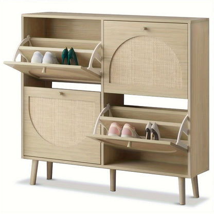Freestanding Wicker Shoe Storage Cabinet for Entryway and Living Room detail image - detail view 22