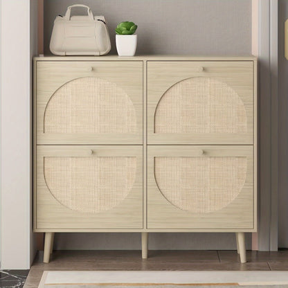 Freestanding Wicker Shoe Storage Cabinet for Entryway and Living Room detail image - detail view 23