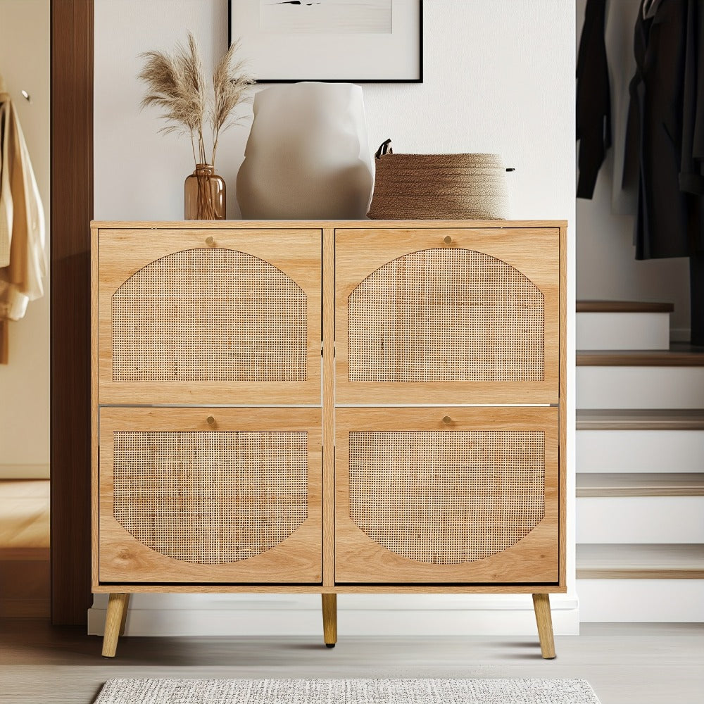 Freestanding Wicker Shoe Storage Cabinet for Entryway and Living Room detail image - detail view 6
