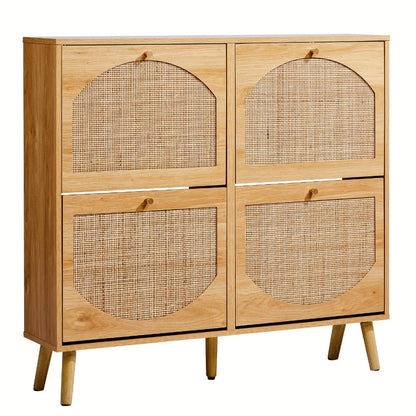 Freestanding Wicker Shoe Storage Cabinet for Entryway and Living Room detail image - detail view 8