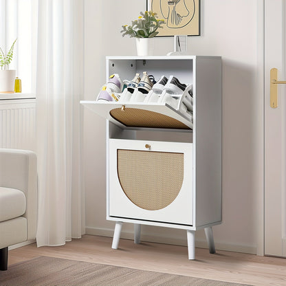 Shoe Storage Cabinet shown in the White 2-Door option