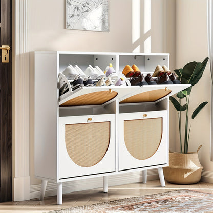 Shoe Storage Cabinet shown in the White 4-Door option