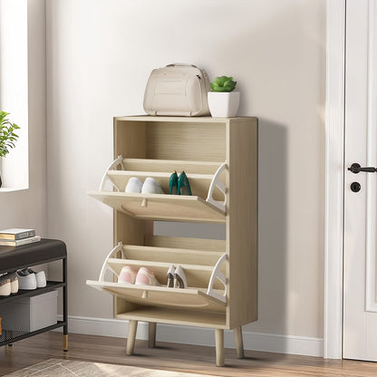 Shoe Storage Cabinet shown in the Wood 2-Door option