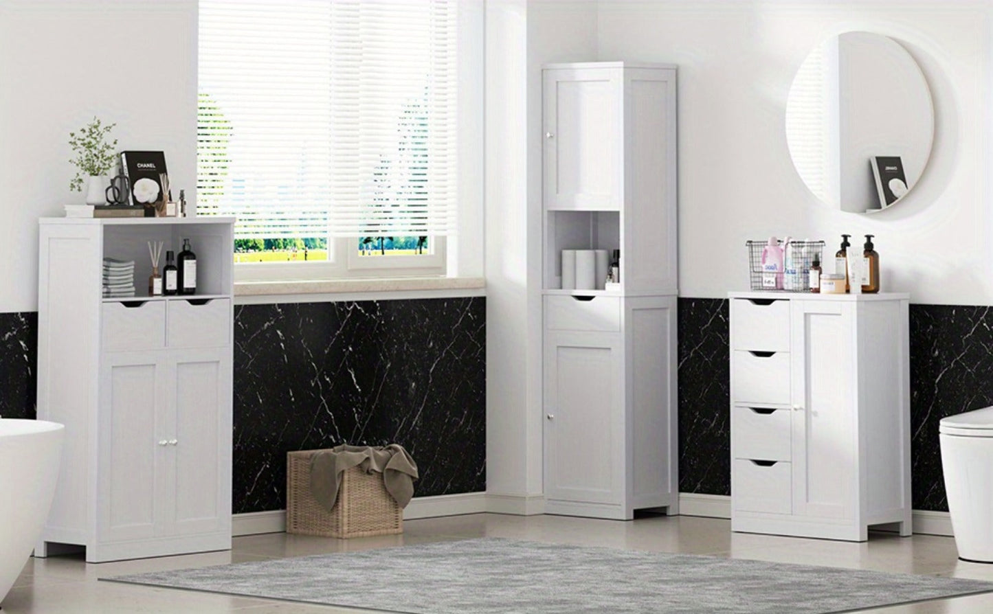 Freestanding Wood Bathroom Floor Cabinet with Side Table for Organized Everyday Storage detail image - detail view 14