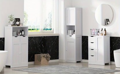 Freestanding Wood Bathroom Floor Cabinet with Side Table for Organized Everyday Storage detail image - detail view 14