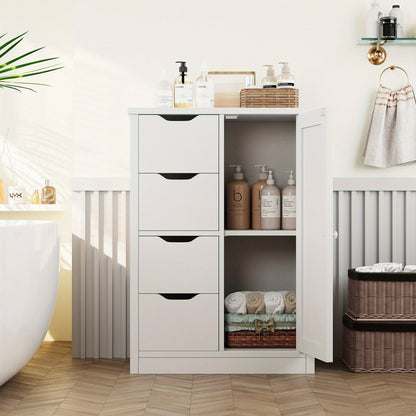 Freestanding Wood Bathroom Floor Cabinet with Side Table for Organized Everyday Storage detail image