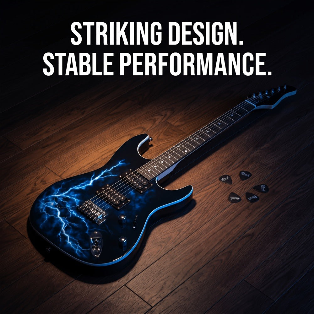 Full Size Blue Electric Guitar Kit with Amp Cable, Strap and Gig Bag detail image - detail view 4