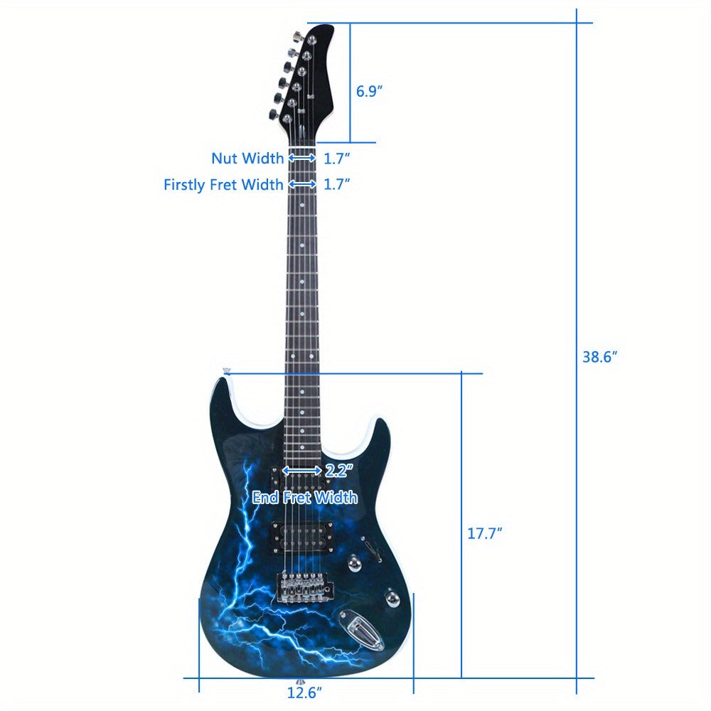 Full Size Blue Electric Guitar Kit with Amp Cable, Strap and Gig Bag detail image - detail view 6