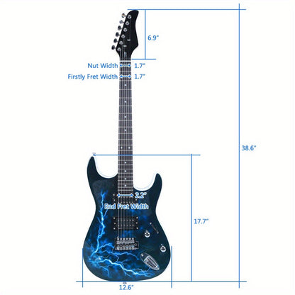 Full Size Blue Electric Guitar Kit with Amp Cable, Strap and Gig Bag detail image - detail view 6
