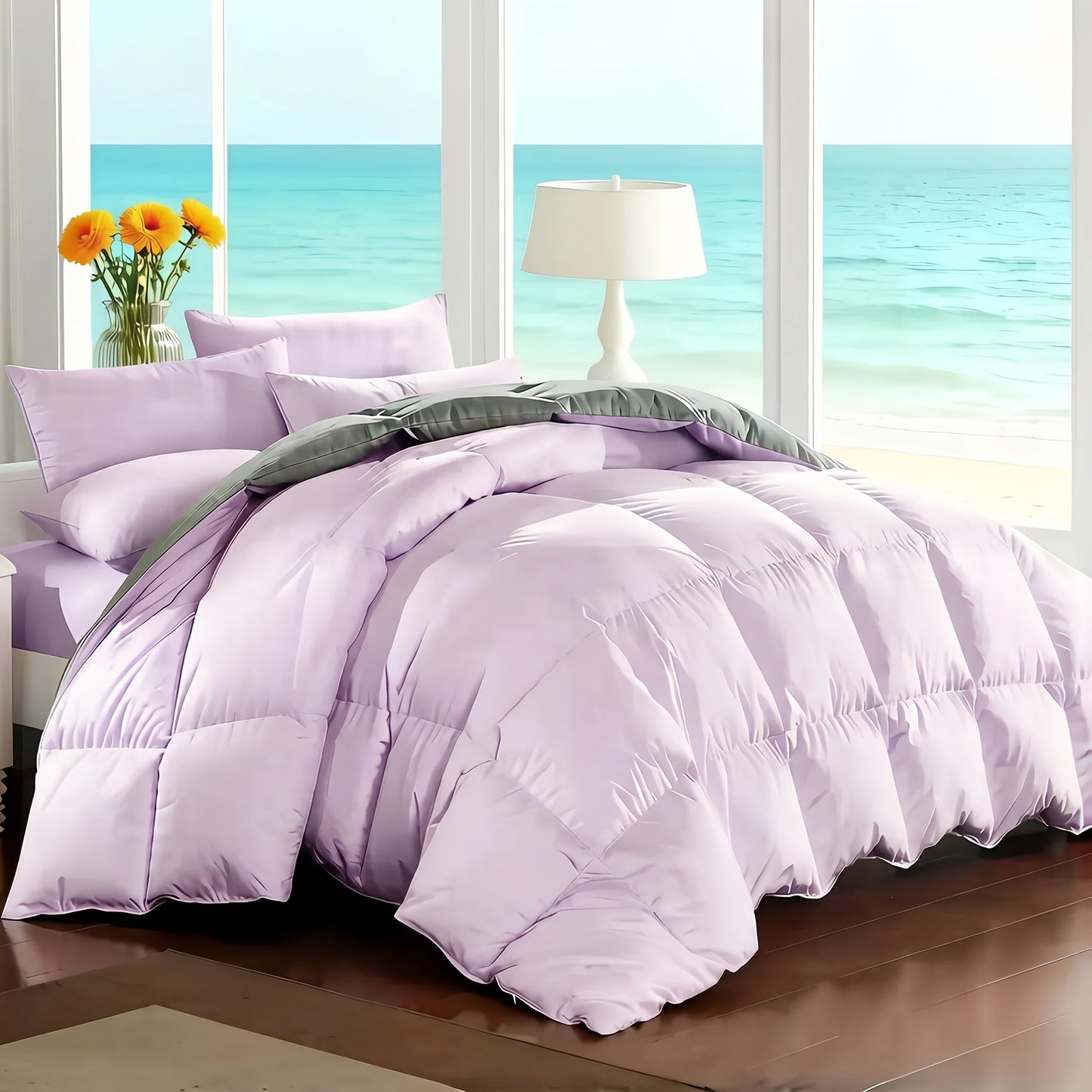 Comforter Set 7-Piece Bed in a Bag Queen King Full Soft Microfiber Down Alternative Comforter Fitted Sheet Flat Sheet Pillow Shams