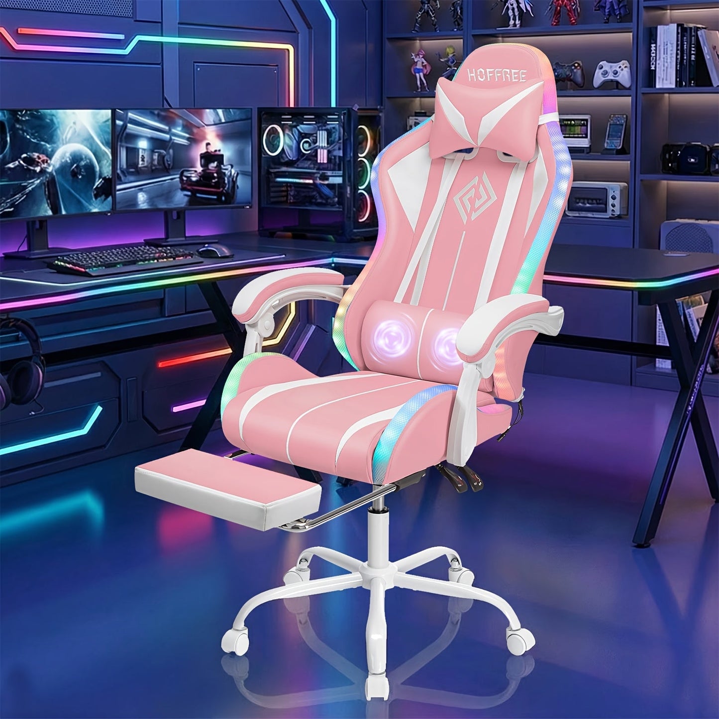 Gaming Chair shown in the White+Pink option