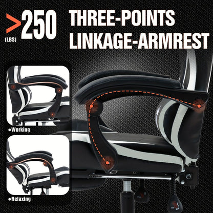 Gaming Chair with Footrest and Lumbar Support for Home Office detail image - detail view 13
